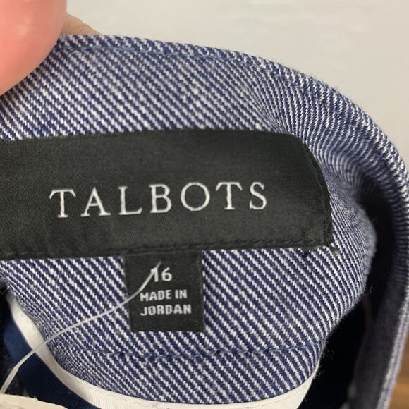 Talbots Skirt Womens 16 Blue Button Front A Line Career Pocket Classic New - Picture 3 of 6
